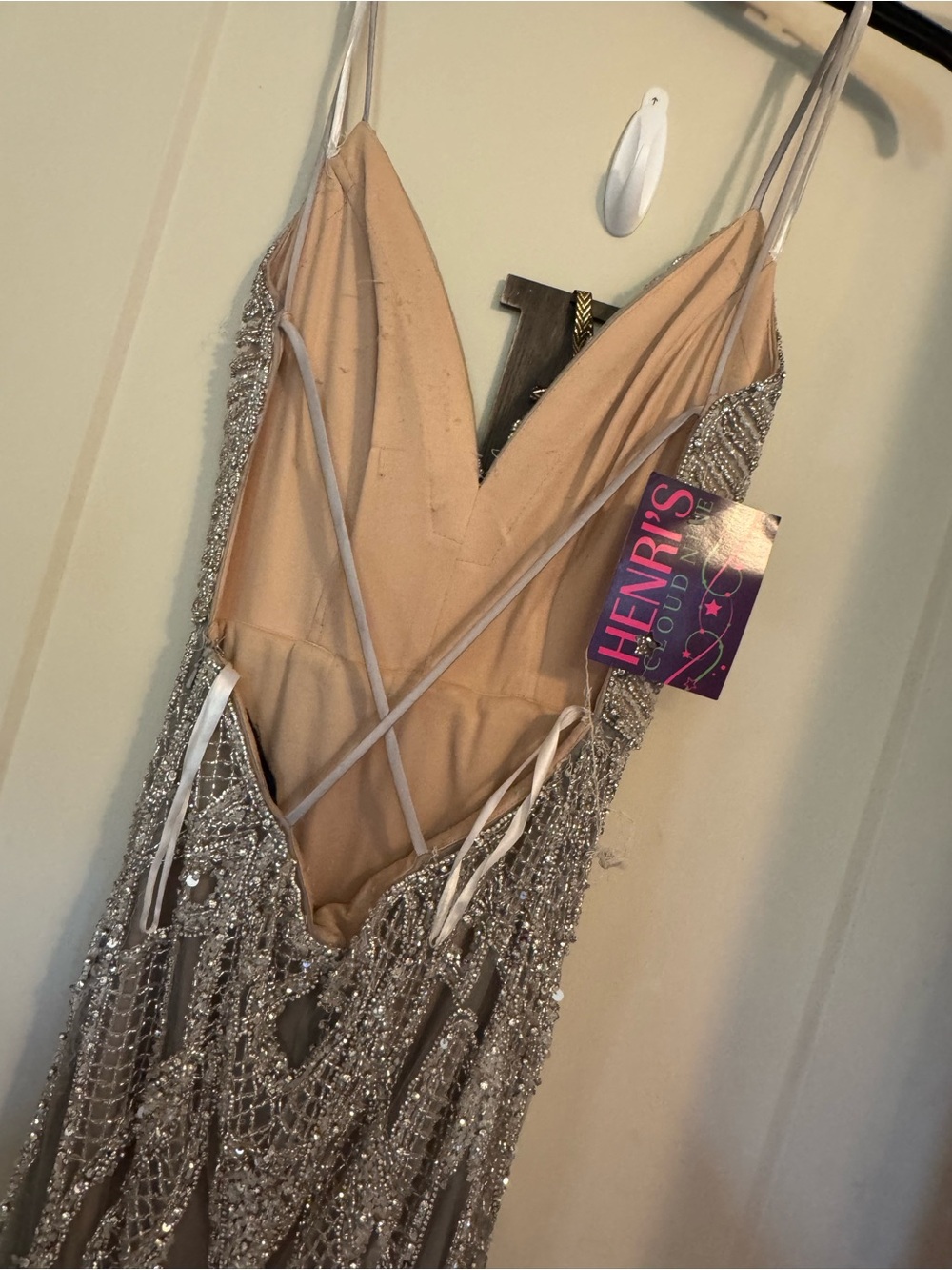 Jovani Silver Beaded Prom Gown - Picture 7 of 9